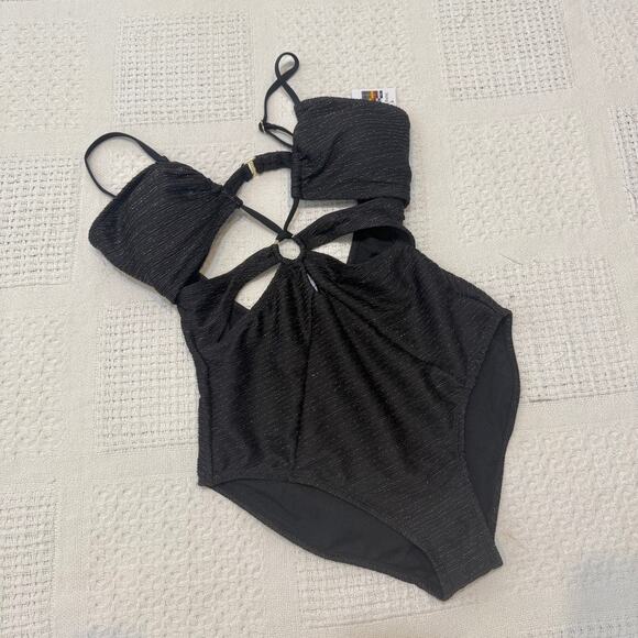 Time and Tru large cut out keyhole metallic shimmer one piece swimsuit SW 3030 - Picture 8 of 12